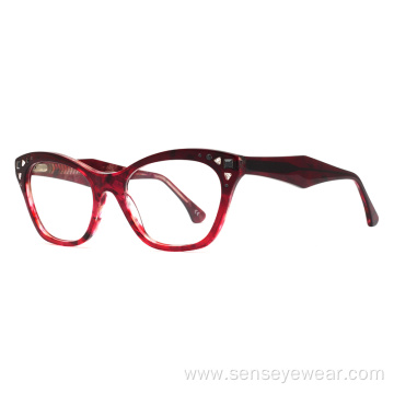 Women Fashion Diamond Acetate Optical Frame Glasses